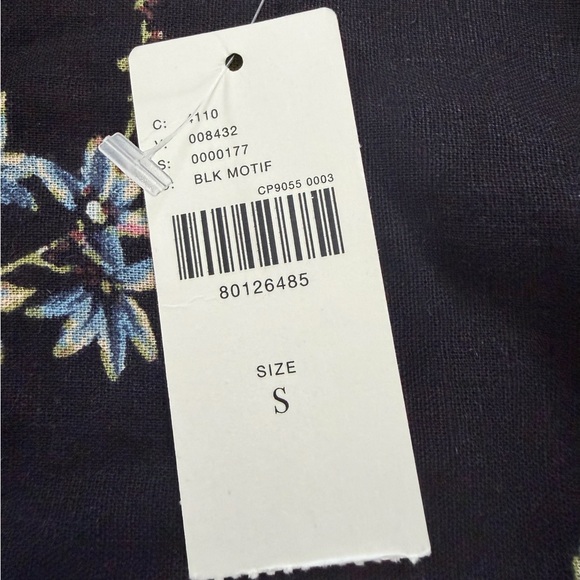 NWT Anthologies Pilcro Black Floral Cropped Waist-Tie Blouse Linen Small - Picture 7 of 7